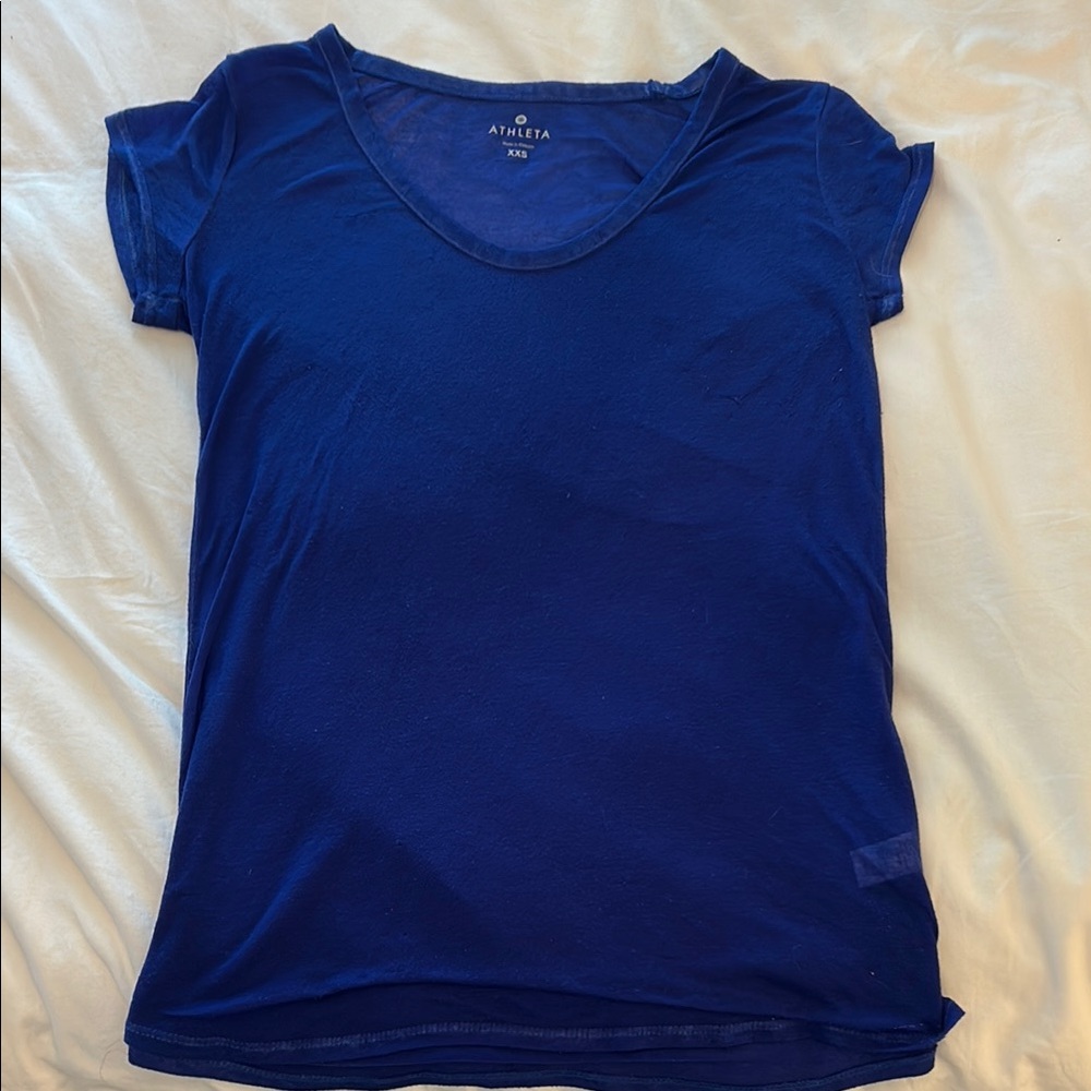 Athleta Blue Fitted Short Sleeve T-Shirt